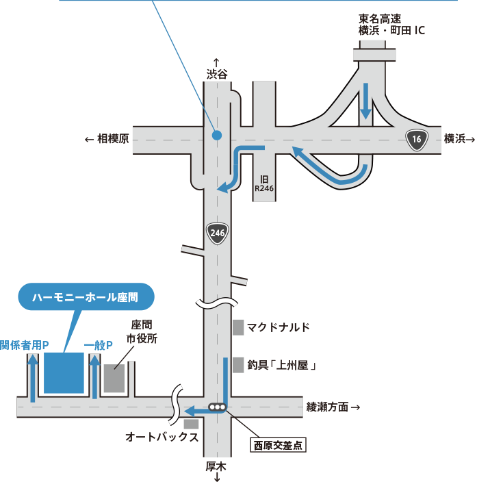 電車でお越しの方